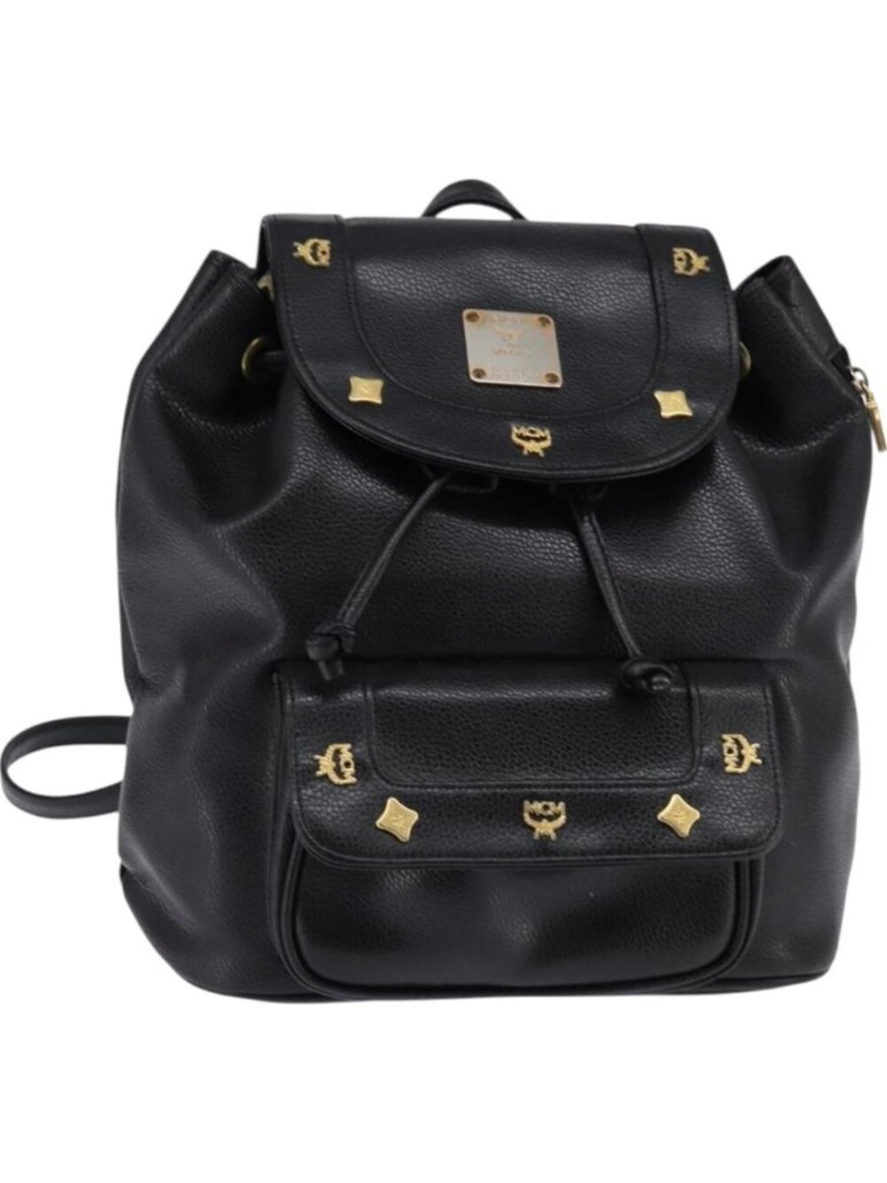 MCM Backpack Leather Black Gold